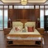 Redwood New Chinese-Style Peony Upholstered Bed