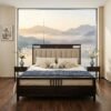 Solid Wood Cozy Upholstered Bed M810H Black