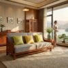 Mahogany Sofa with Blue and White Porcelain Decoration M801A