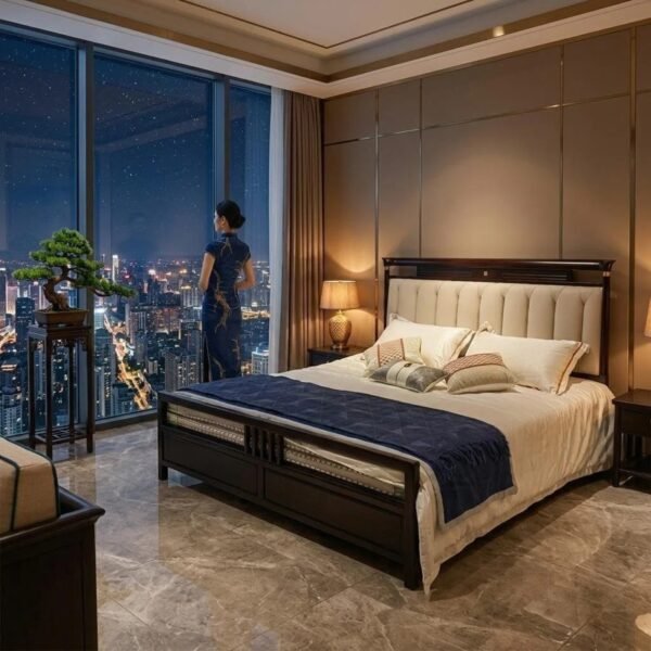 Solid Wood Cozy Upholstered Bed M810H Black