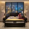 Wooden Board Mahogany Bed with Elegant Style