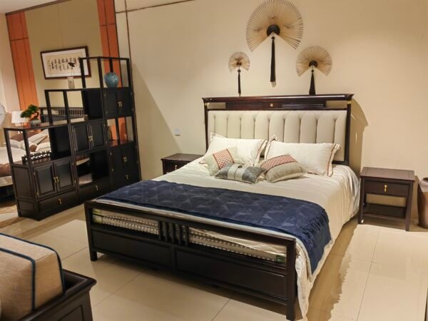 Solid Wood Cozy Upholstered Bed M810H Black