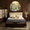 Solid Wood Cozy Upholstered Bed M810H Black