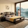 Wooden Board Mahogany Bed with Elegant Style
