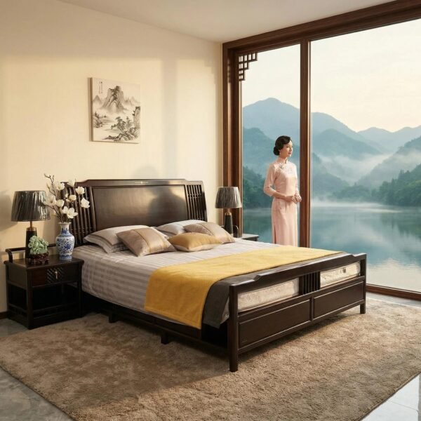 Wooden Board Mahogany Bed with Elegant Style