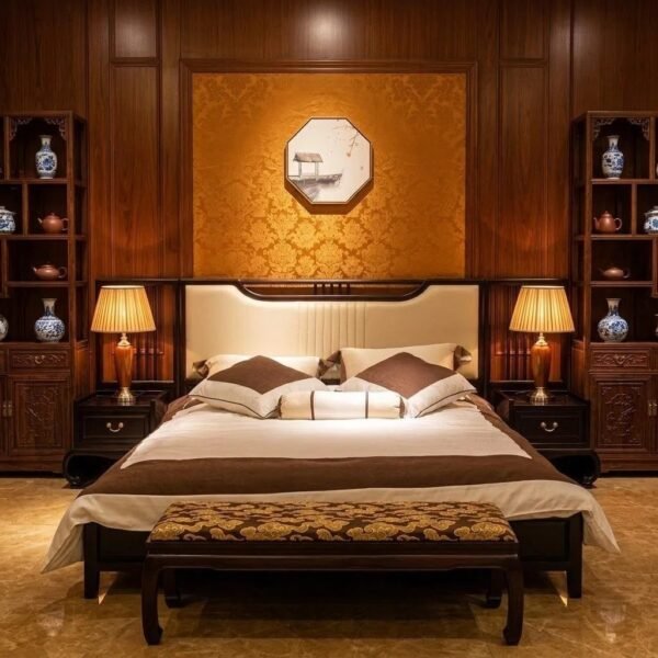 Mahogany Bed with Auspicious Cloud Patterns