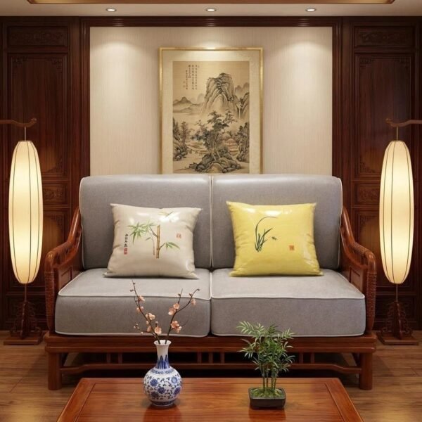 Mahogany Sofa with Blue and White Porcelain Decoration M801A
