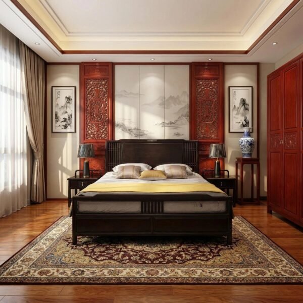 Wooden Board Mahogany Bed with Elegant Style