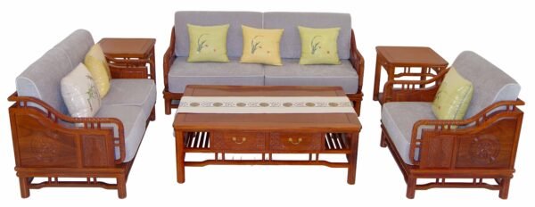 Mahogany Sofa with Blue and White Porcelain Decoration M801A