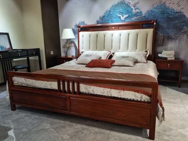 Solid Wood Cozy Upholstered Bed M810H Brown